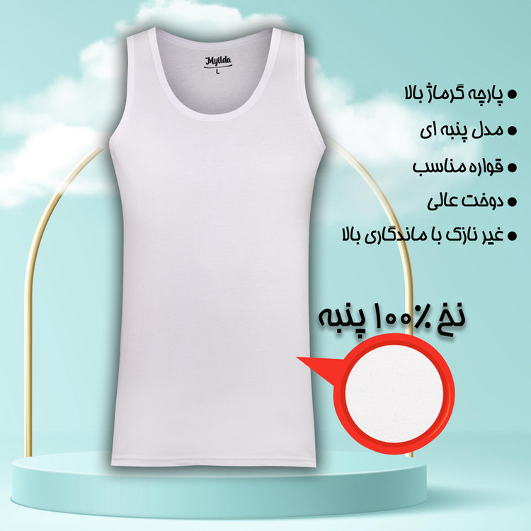 زیرپوش رکابی یقه گرد مردانه ماییلدا مدل 4712-3 مجموعه 3 عددی
