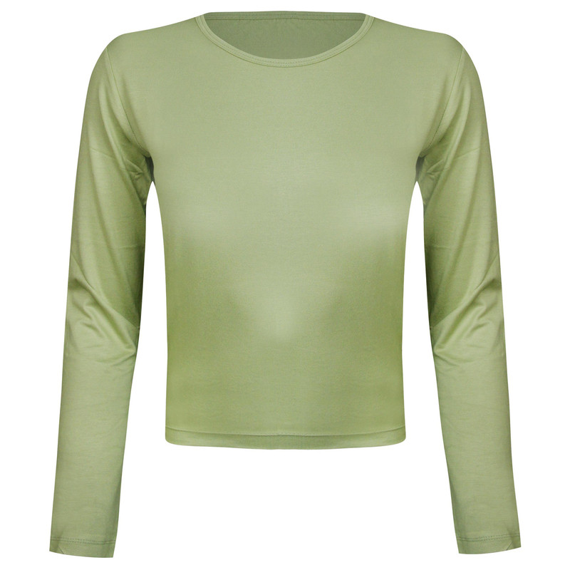 کراپ تی شرت آستین بلند زنانه مدل پشت بندی کد 5224-612P