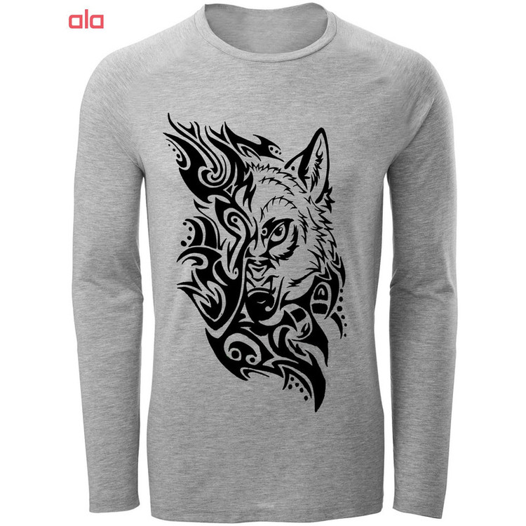 تی شرت آستین بلند مردانه طرح wolf مدل S302
