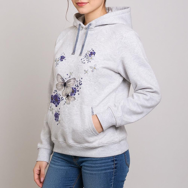 هودی زنانه طرح پروانه کد W48