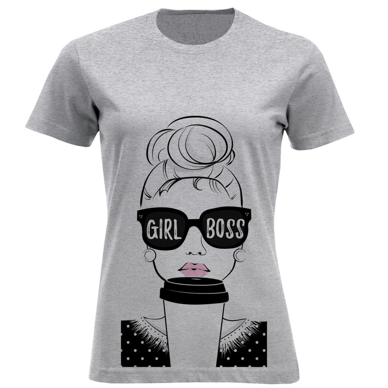 تیشرت آستین کوتاه زنانه طرح GIRL BOOS کد F620