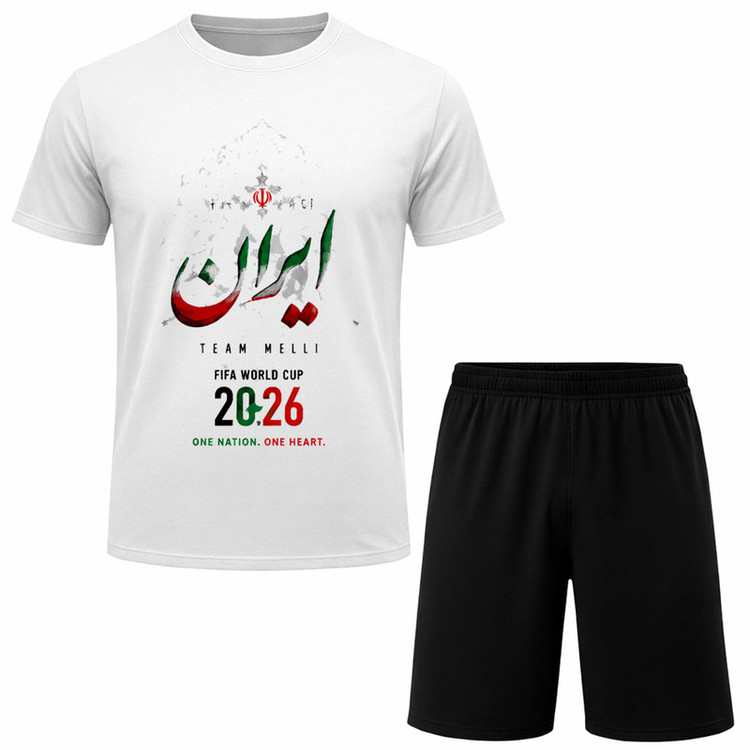 ست تیشرت آستین کوتاه و شلوارک راحتی مردانه مدل A128 طرح تیم ملی