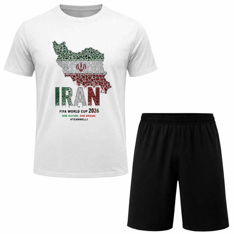 ست تیشرت آستین کوتاه و شلوارک راحتی مردانه مدل A148 طرح تیم ملی