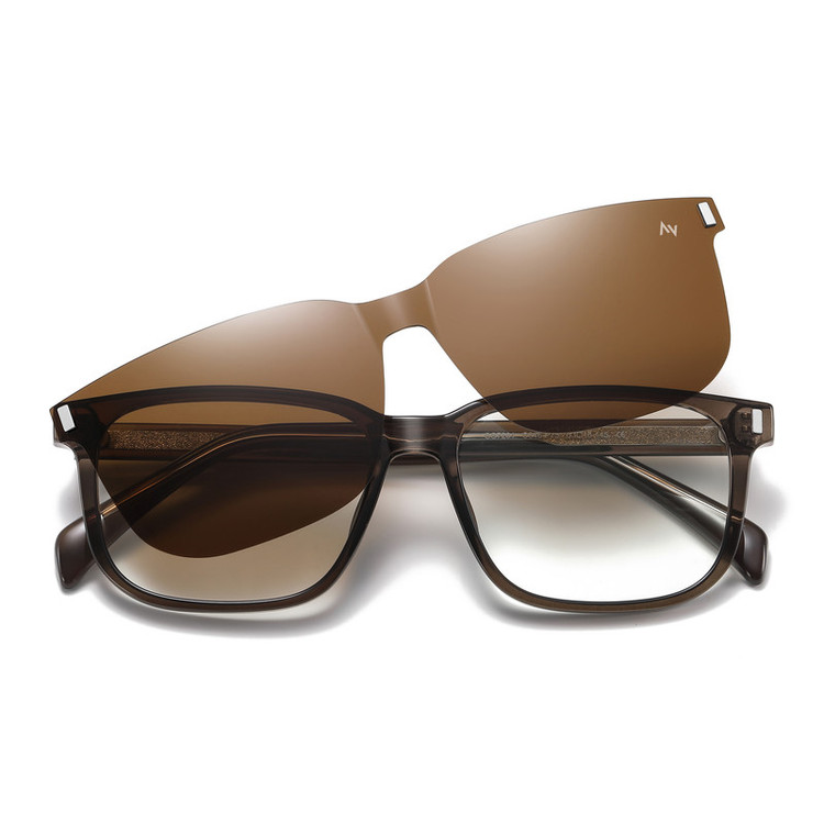 فریم عینک طبی آلبرت وگ مدل CG7201C646-P75 Polarized Double Switch مناسب برای انواع صورت به همراه کاور آفتابی