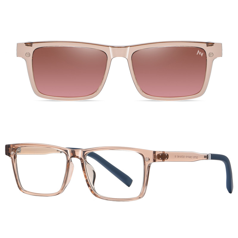 فریم عینک طبی آلبرت وگ مدل CG7703C286P191 Polarized Double Switch مناسب برای انواع صورت به همراه کاور آفتابی
