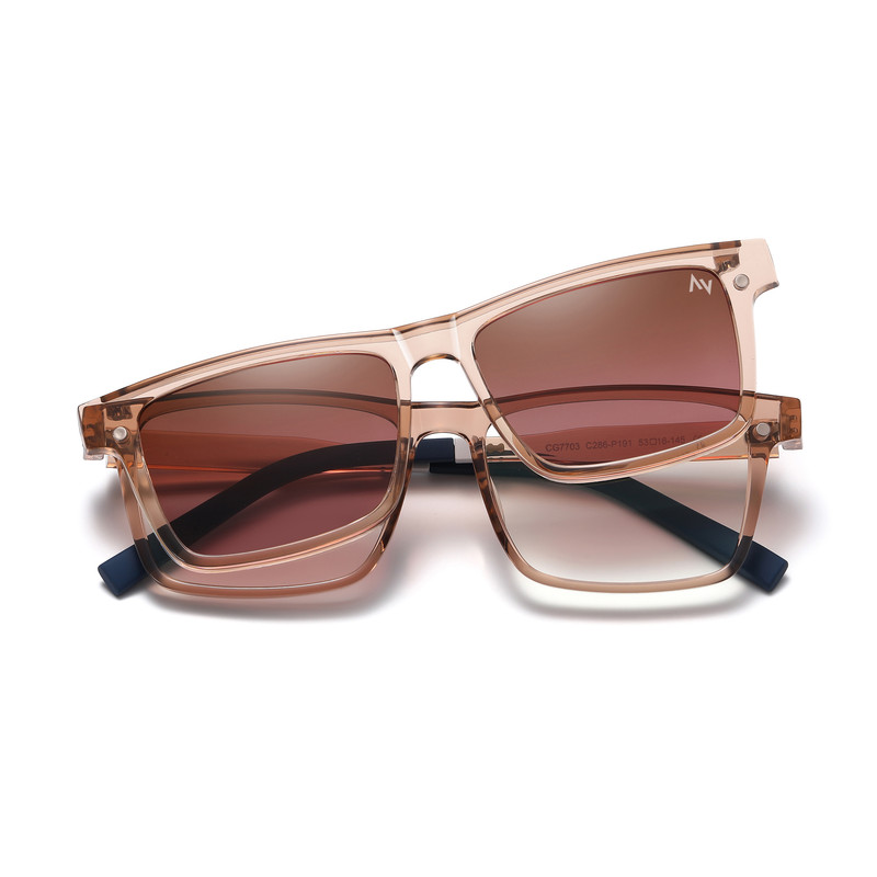فریم عینک طبی آلبرت وگ مدل CG7703C286P191 Polarized Double Switch مناسب برای انواع صورت به همراه کاور آفتابی