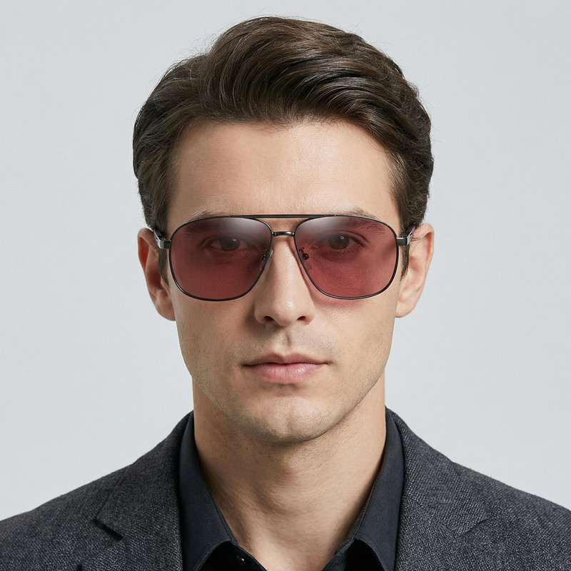 عینک آفتابی خلبانی مردانه آلبرت وگ مدل 6306C21P39 Polarized Maroon