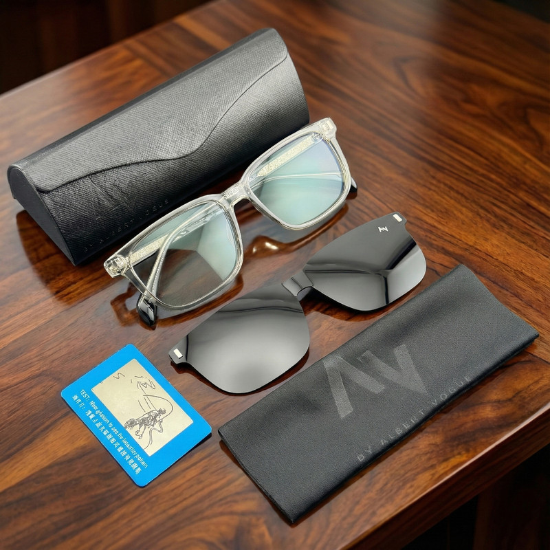فریم عینک طبی ویفرر (Wayfarer) آلبرت وگ مدل CG-7201-C644-P109 مناسب برای انواع صورت به همراه کاور آفتابی