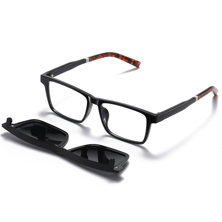 فریم عینک طبی مستطیلی آلبرت وگ مدل CG7703C01P97 Polarized Double Switch مناسب برای انواع صورت به همراه کاور آفتابی