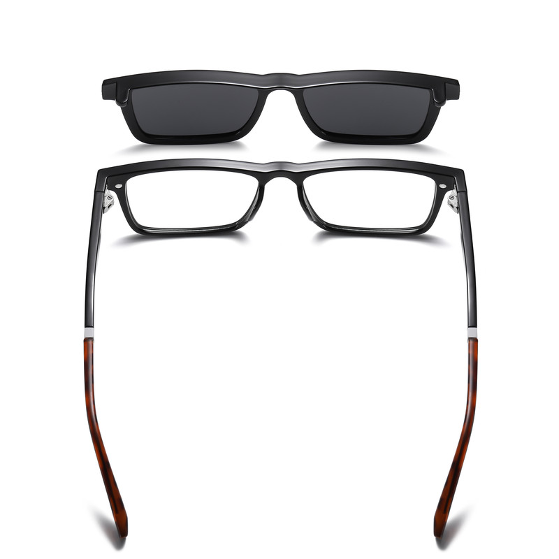 فریم عینک طبی مستطیلی آلبرت وگ مدل CG7703C01P97 Polarized Double Switch مناسب برای انواع صورت به همراه کاور آفتابی