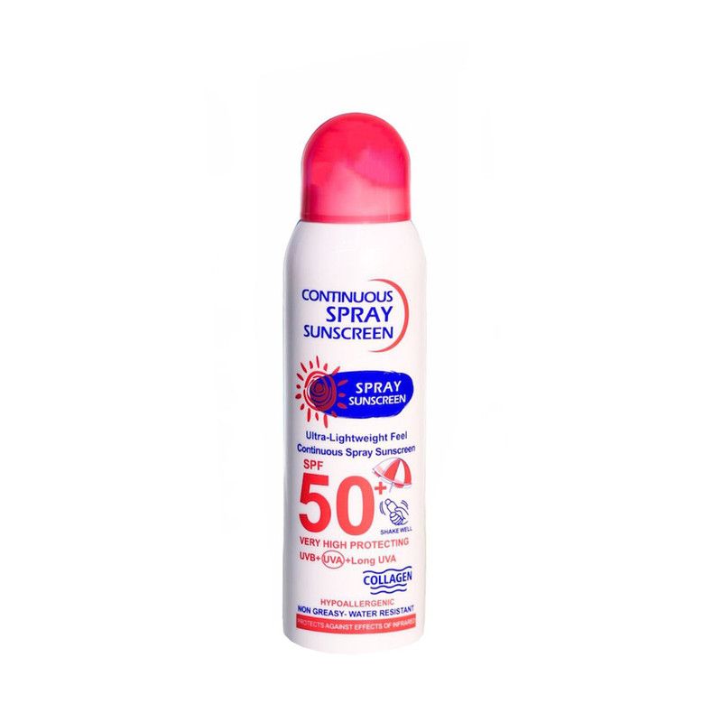 اسپری ضد آفتاب بیرنگ وکالی، SPF 50، مدل 001، مناسب انواع پوست چرب با حجم 235 میلیلیتر، محافظتکننده در برابر اشعههای UVA و UVB، ضد آب و مرطوبکننده، روشنکننده، ضد لک و پیری، دارای فرمولاسیون فاقد چربی، کلاژن، ویتامینهای C و E، با ماندگاری 2 ساعته
