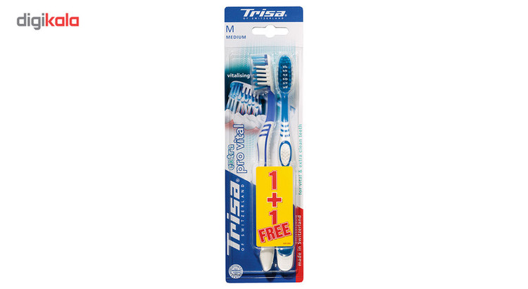 مسواک تریزا مدل Pro Vital با برس متوسط بسته 2 عددی