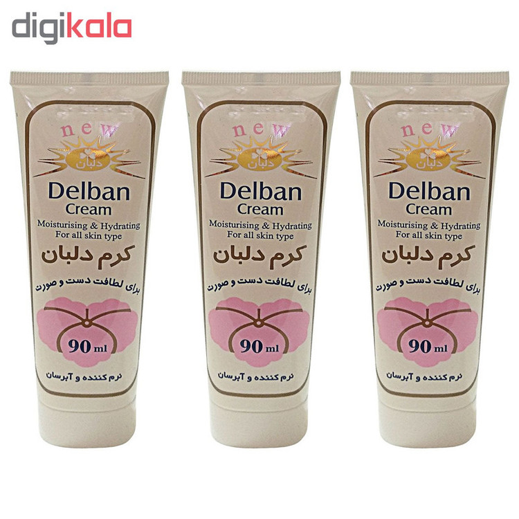 کرم مرطوب کننده دلبان کد T090 حجم 90 میلی لیتر مجموعه 3 عددی