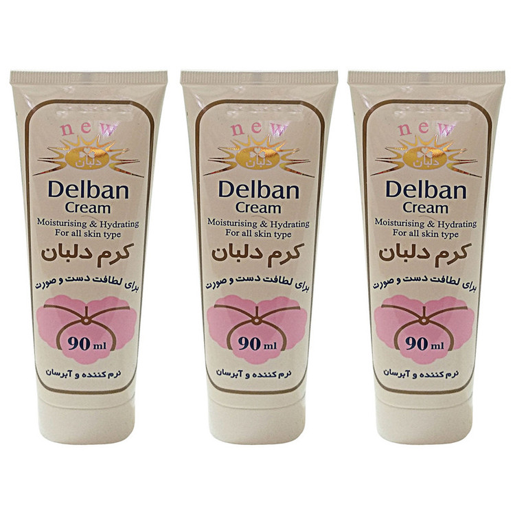 کرم مرطوب کننده دلبان کد T090 حجم 90 میلی لیتر مجموعه 3 عددی