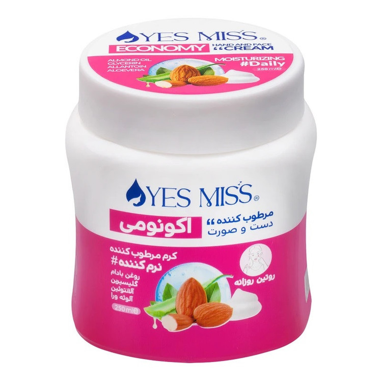 کرم مرطوبکننده دست و صورت یس میس مدل بادام مناسب برای انواع پوست حجم 250 میلیلیتر مجموعه دو عددی
