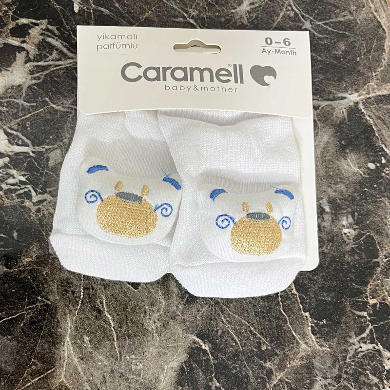 جوراب ساق کوتاه نوزادی کارامل مدل Kind bear-b-06
