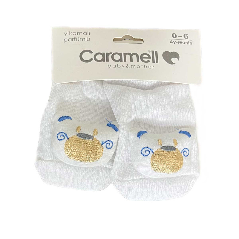 جوراب ساق کوتاه نوزادی کارامل مدل Kind bear-b-06