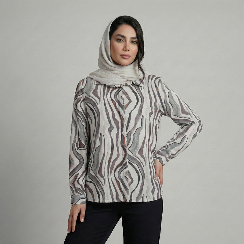 شومیز آستین بلند یقه برگردان زنانه تولیکا مدل 33144