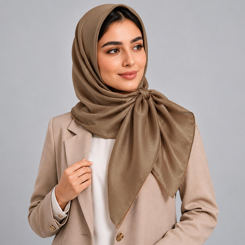 روسری زنانه مدل قواره کوچک ساده ساتن پتینه