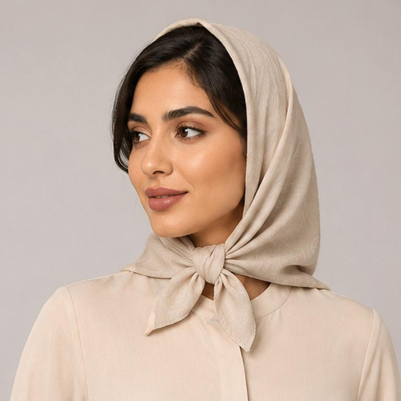 روسری نخ زنانه مدل مینی اسکارف نخ اسلپ ساده قواره 70 با طول و عرض 70x70 سانتی‌متر