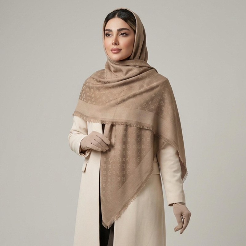 روسری زنانه مدل نخی ژاکارد ساده دور ریش چهار فصل کد 11