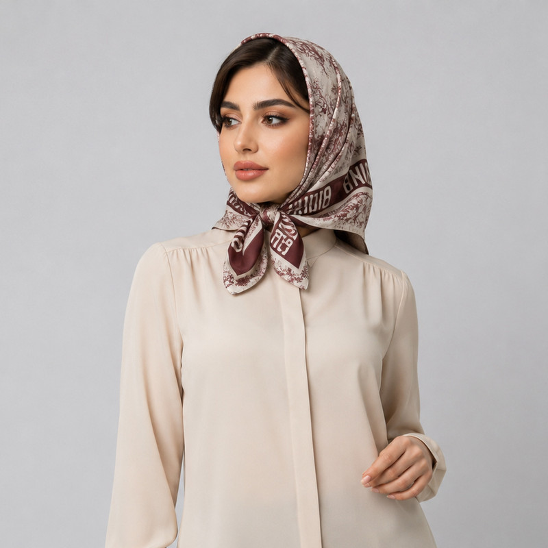 مینی اسکارف زنانه مدل نخی طبیعت و جنگل