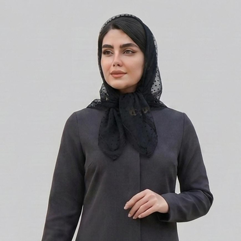 مینی اسکارف زنانه مدل سه گوش توری خالخالی دانتل دار