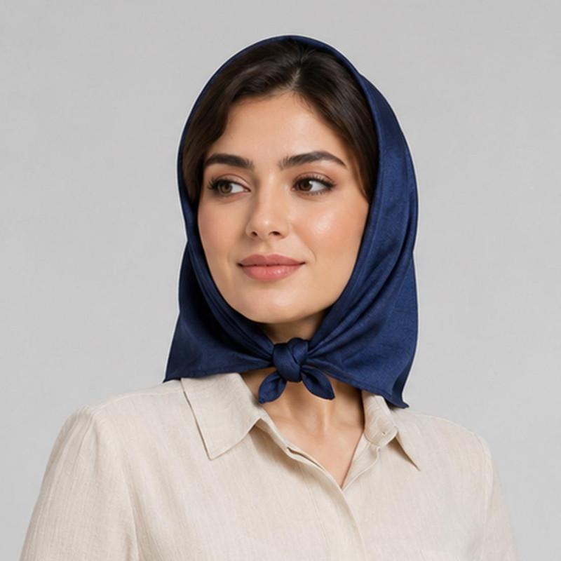 روسری ابر و بادی زنانه مدل مینی اسکارف ساتن پتینه ساده کد 2 با طول و عرض 70x70 سانتیمتر