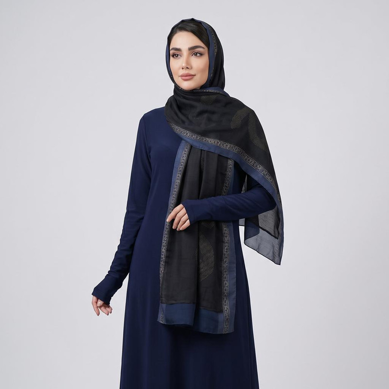شال زنانه مدل مجلسی دولایه حریر توری نگین دار کد 1