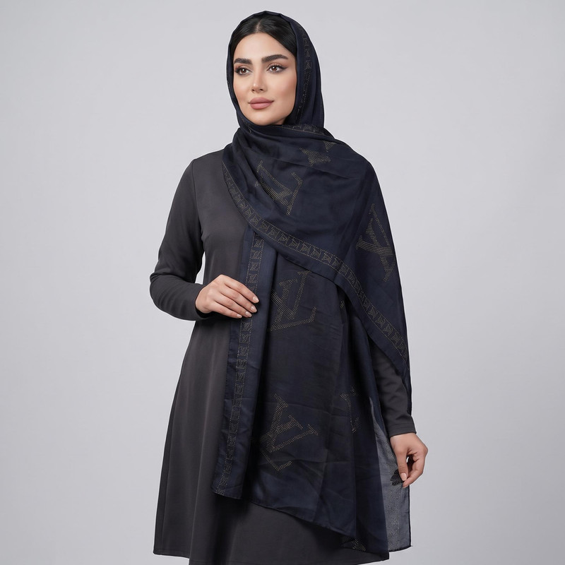 شال زنانه مدل مجلسی دولایه حریر توری نگین کد 3