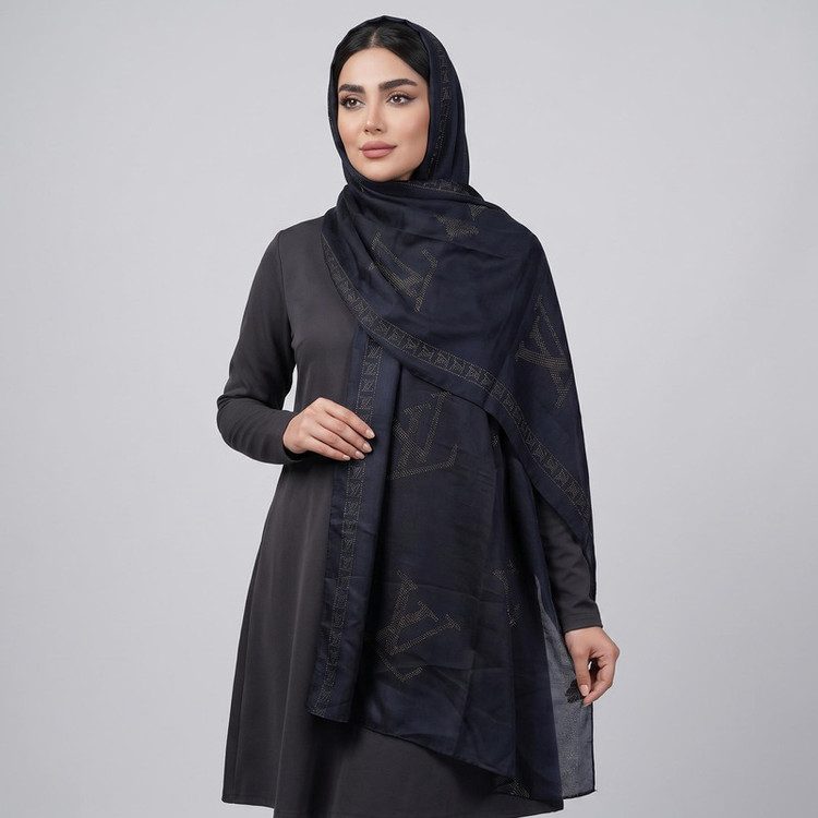 شال زنانه مدل مجلسی دولایه حریر توری نگین کد 3