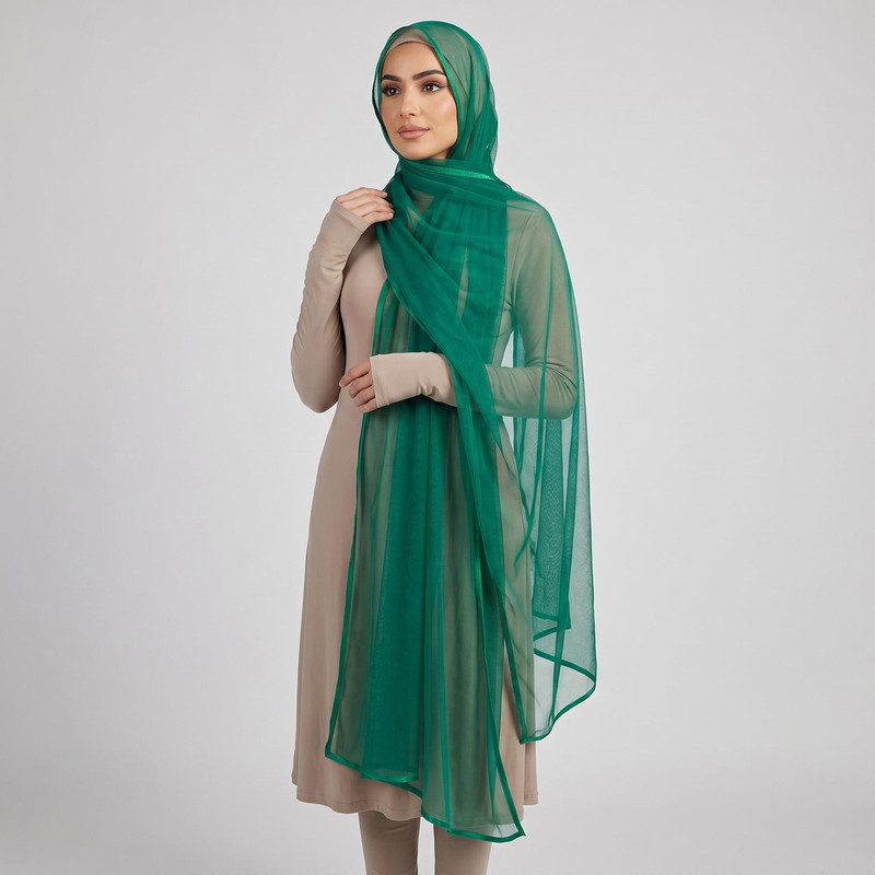 شال زنانه مدل توری ساده نوار دوزی شده تابستانی کد 2