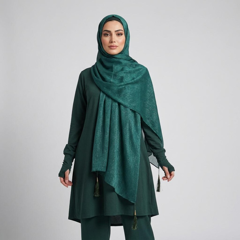 شال زنانه مدل کریشه لمه دار منگوله