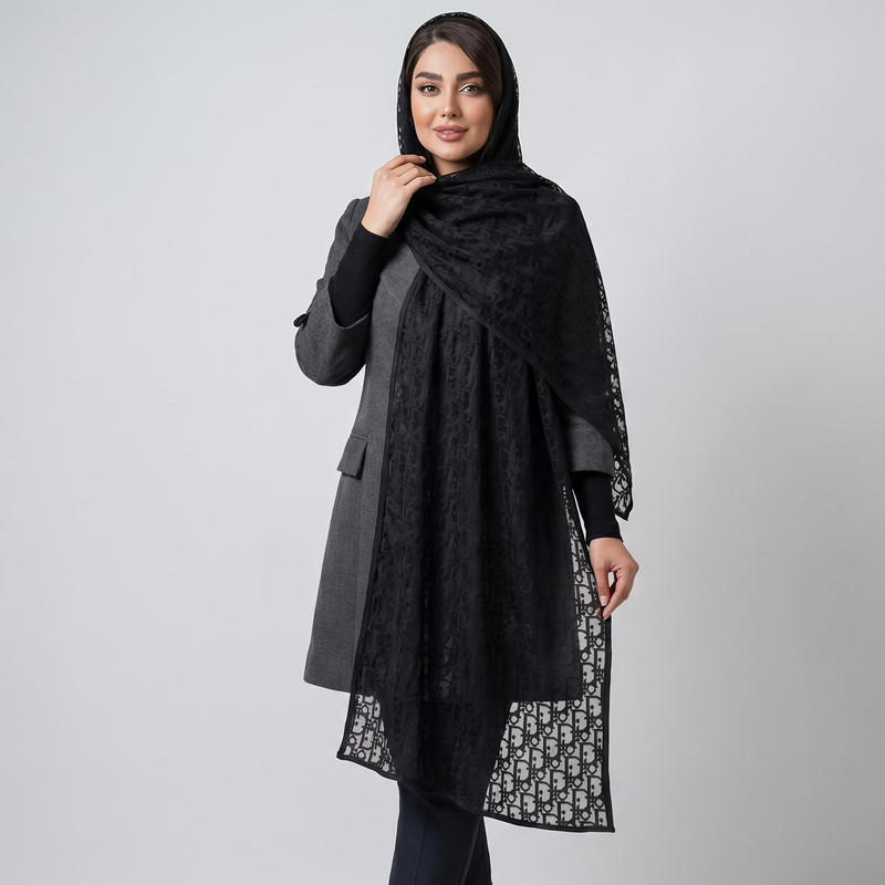 شال زنانه مدل توری برجسته مجلسی کد 1