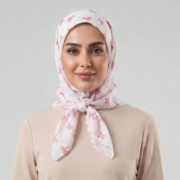 روسری زنانه مدل مینی اسکارف نخی پاپیونی ریز کد 2