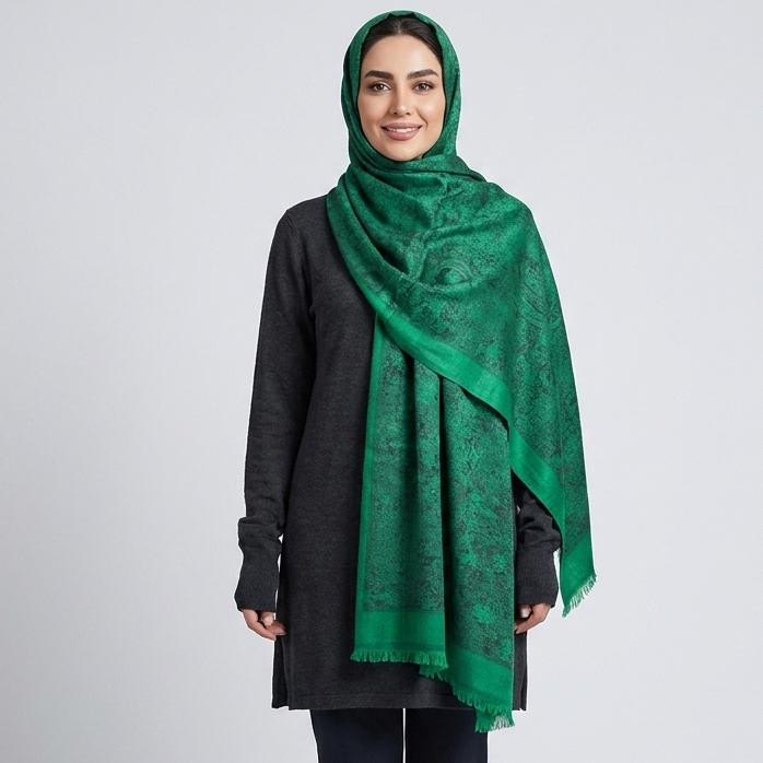 شال زنانه مدل نخی ژاکارد ابر و بادی