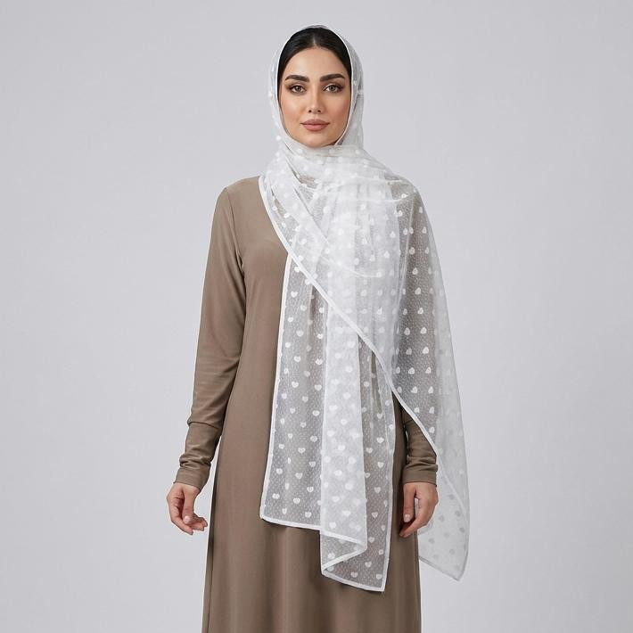 شال زنانه مدل توری قلب قلبی