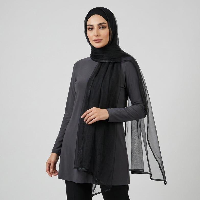 شال زنانه مدل توری لبه دار کد 203
