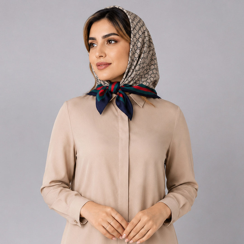 روسری نخ زنانه مدل مینی اسکارف نخی قواره کوچک با طول و عرض 70x70 سانتیمتر