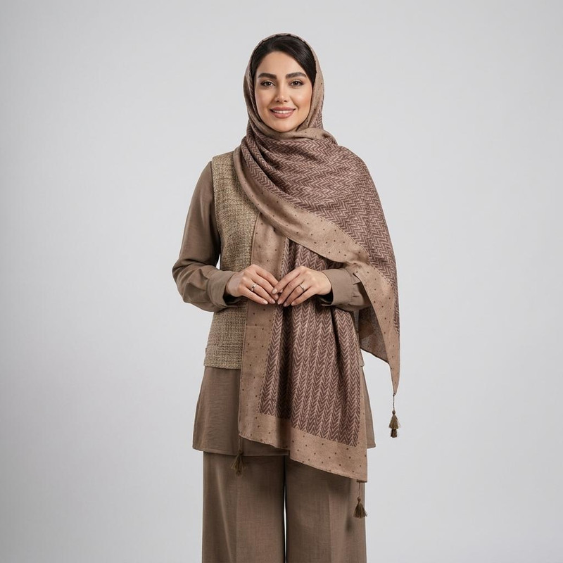 شال زنانه مدل موهر شکوفه ای خالخالی پاییزی