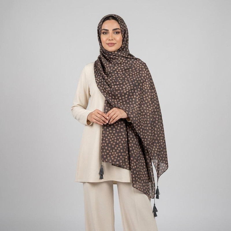 شال زنانه مدل موهر مخمل شکوفه گل ریز پاییزی سبک منگوله دار