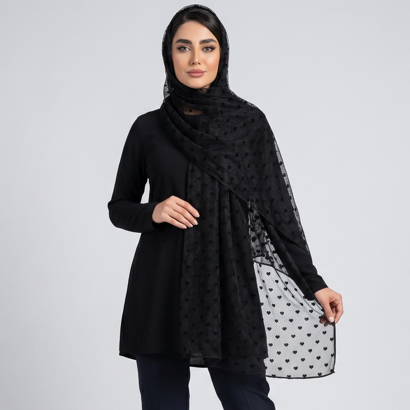 شال زنانه مدل تور قلب ریز