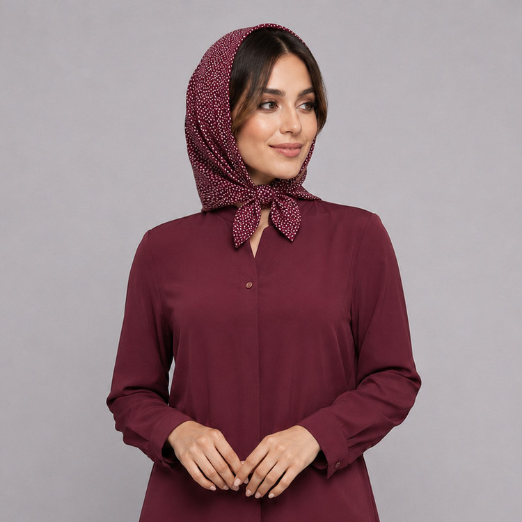 مینی اسکارف زنانه مدل نخی لطیف خال خالی پیکسلی
