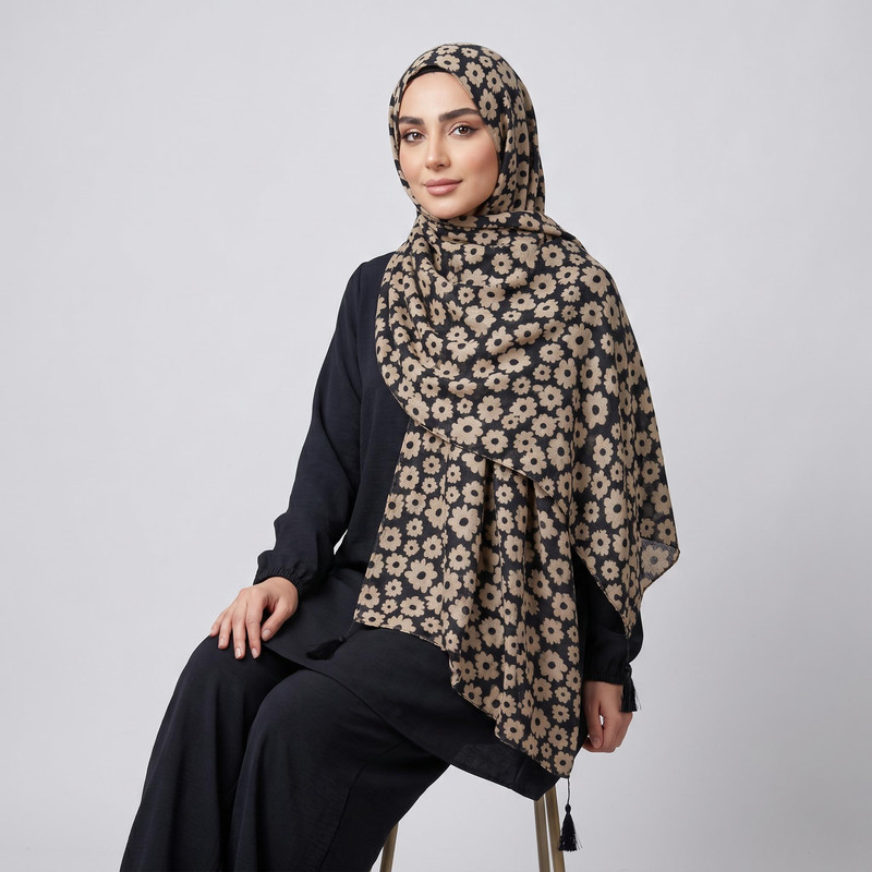 شال زنانه مدل موهر گل بابونه ای پاییزی