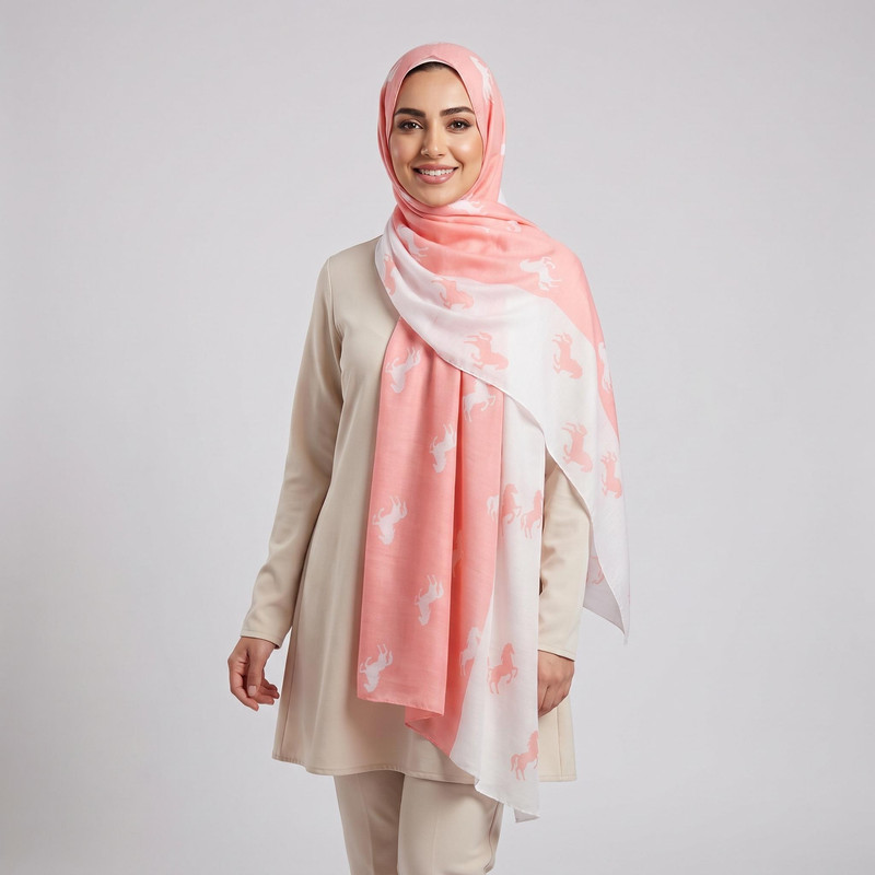 شال زنانه مدل نخی شاد تابستانی طرح اسب
