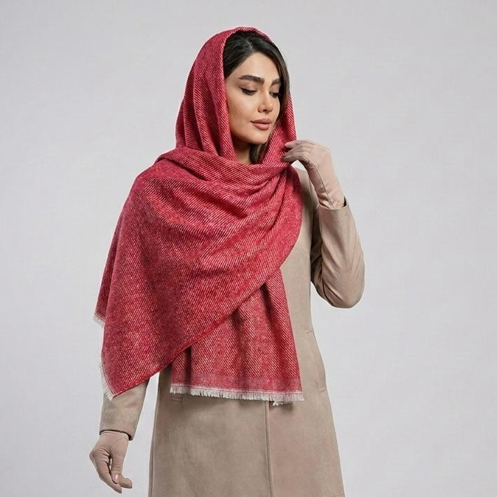 شال زنانه مدل موهر پشمی ساده کد 1007