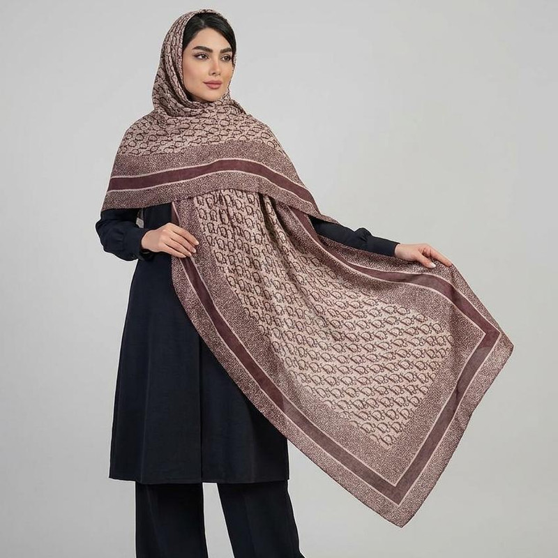 شال زنانه مدل موهر مخمل نوشته دار پاییزی زمستانه