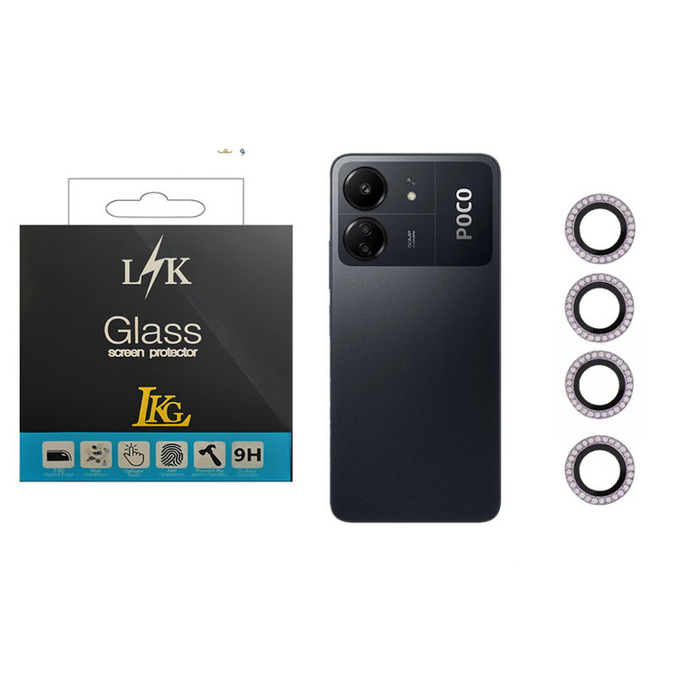 محافظ لنز دوربین ال کا جی مدل نگین دار مناسب برای گوشی موبایل شیائومی Redmi 13C / پوکو C65 / پوکو M6 Pro / Redmi Note 13 Pro