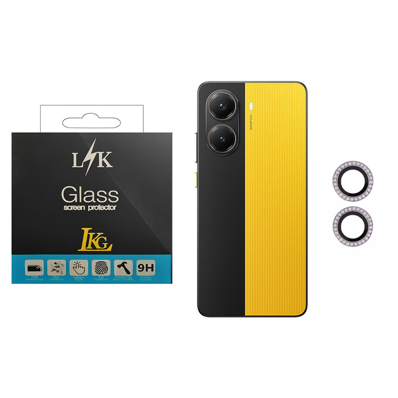 محافظ لنز دوربین ال کا جی مدل نگین دار مناسب برای گوشی موبایل شیائومی Poco X7 Pro 5G