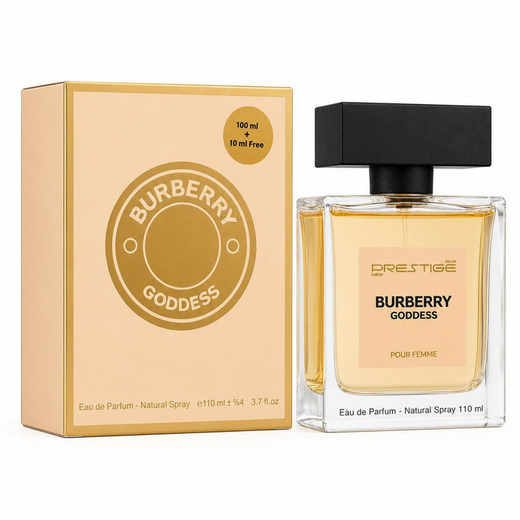 ادوپرفیوم زنانه نیو پرستیژ کالر مدل Burberry Goddess با رایحه شیرین و معطر حجم 110 میلیلیتر
